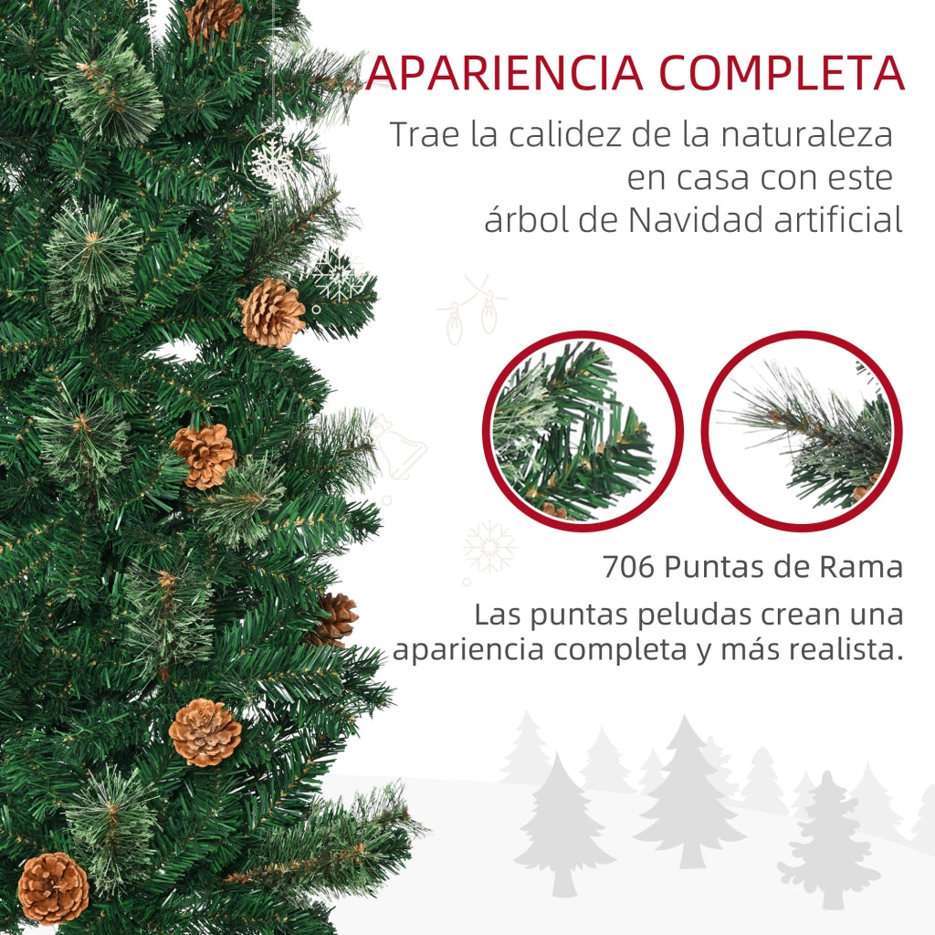 Albero di Natale Artificiale Slim 225 cm ¨C Xylo ¨C 706 Rami con Pigne Verde