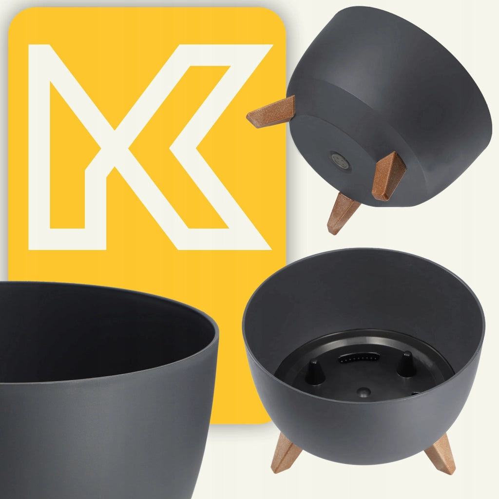 Vaso da fiori KADAX, fioriera, coperchio, gambe, inserto, supporto per fiori, 33 cm, antracite, rotondo