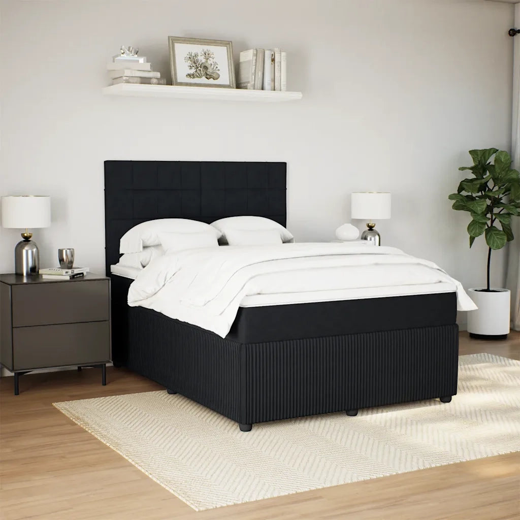vidaXL Giroletto a Molle con Materasso Nero 140x200 cm in Velluto