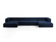 Cosmopolitan Design - Divano panoramico "Arendal" 6 posti in velluto blu reale 