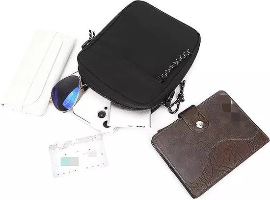 Borsa da spalla per uomo, piccole tasche da uomo, tasca per telefono cellulare, tasca laterale, borsa da tracolla, chiusura a cerniera impermeabile, per uso quotidiano, vita, viaggio (nero), nero