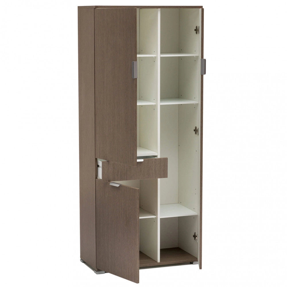 Armadio 3 Ante 1 Cassetto 75x38x174 h cm in Truciolare bilaminato Rovere grigio