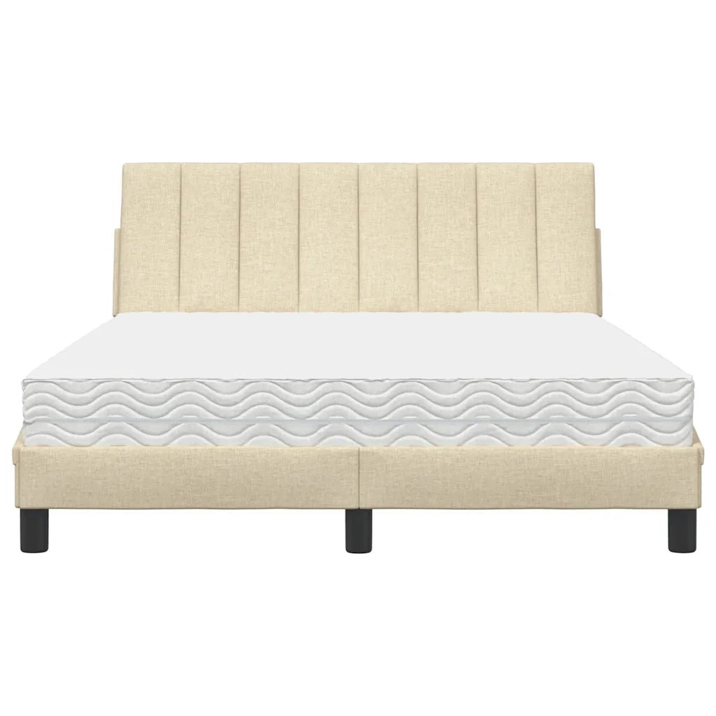 Letto con Materasso Hanko Crema 140x19 cm in Tessuto 3310529