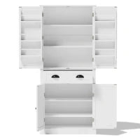 Armadio contenitore moderno con 4 ante e 1 cassetto, 6 ripiani portaoggetti e 4 ripiani regolabili, adatto per cucina, sala da pranzo e soggiorno, 80x40x182 cm, Bianco