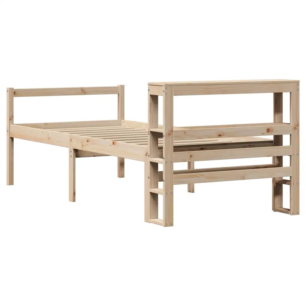 Letto per Anziani con Testiera 90x200 cm Legno Massello Pino
