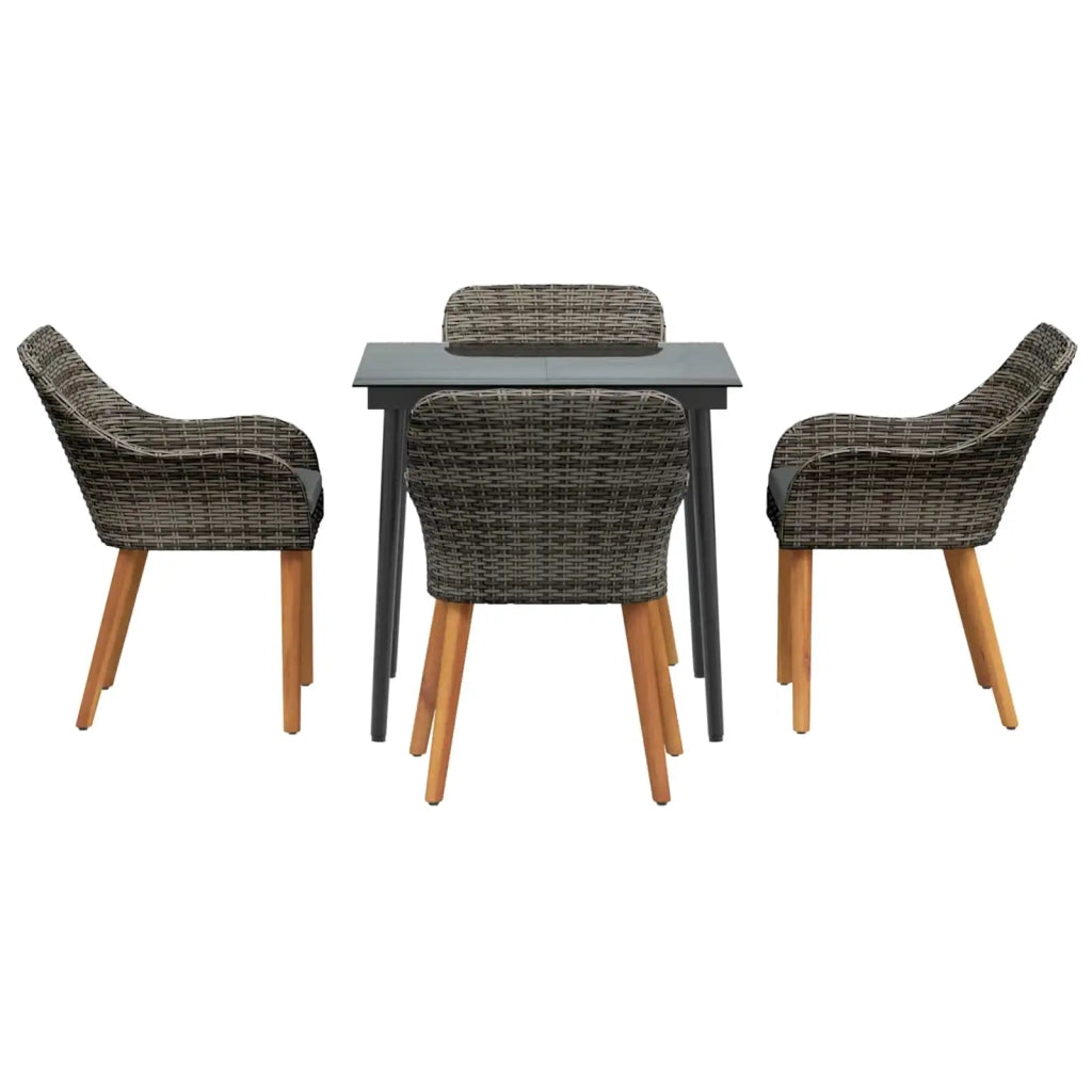 Set da Pranzo per Giardino con cuscino 5 pcs Grigio polyrattan 3261678