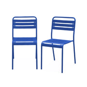 set 2 sedie da giardino bistrot in acciaio, blu elettrico