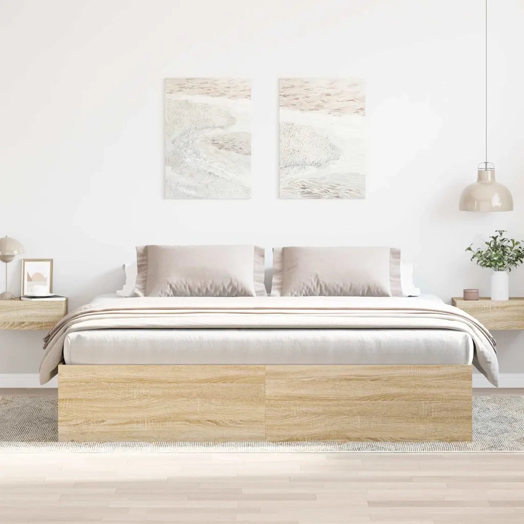 Letto matrimoniale | Letto per adulti | Giroletto Rovere Sonoma 200x200 cm