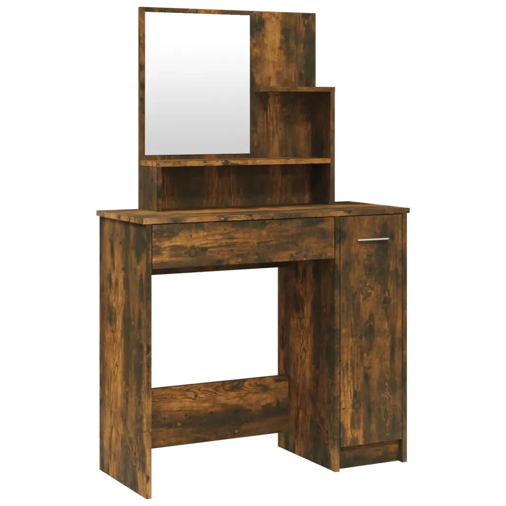Toeletta con Specchio-Tavolo da Vanit¨¤ Rovere Fumo 86,5x35x136 cm