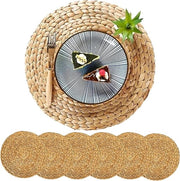 Set di piatti rotondi zebrini da tavola da 6 pezzi - lavabili - stile boho - Natale matrimonio - festa di cucina - resistente al calore - 35 cm - naturale