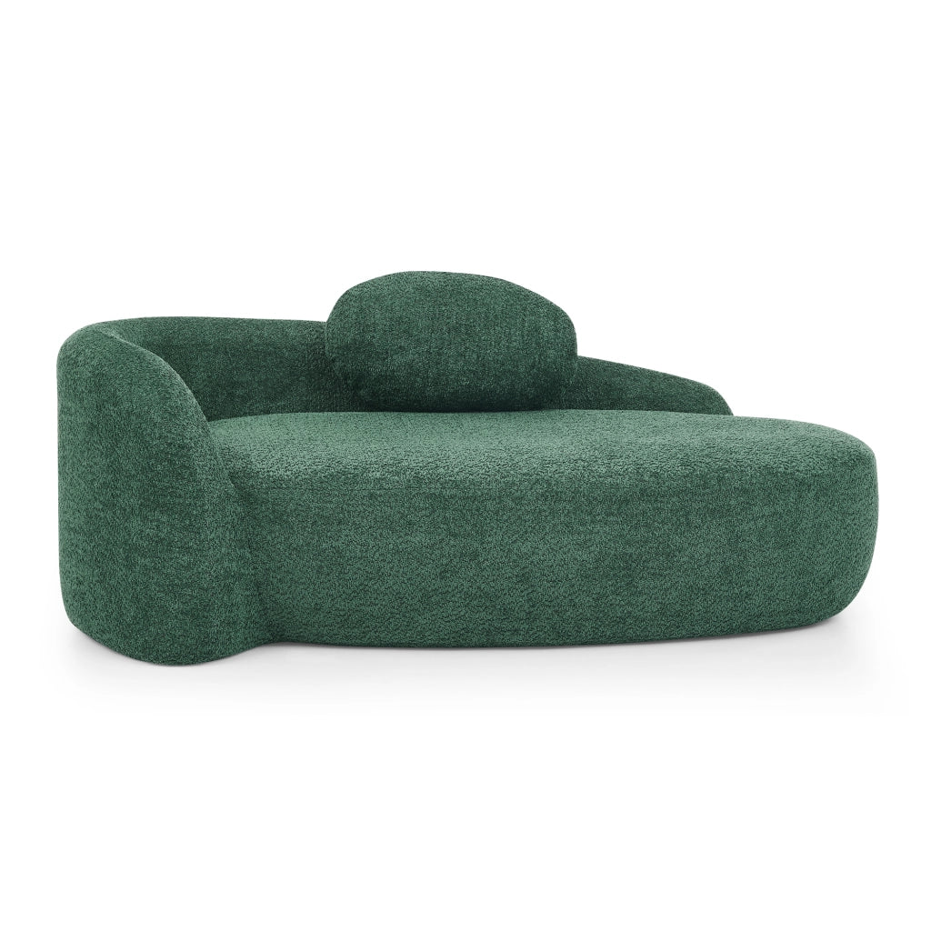 Divano dal design arrotondato in tessuto teddy verde