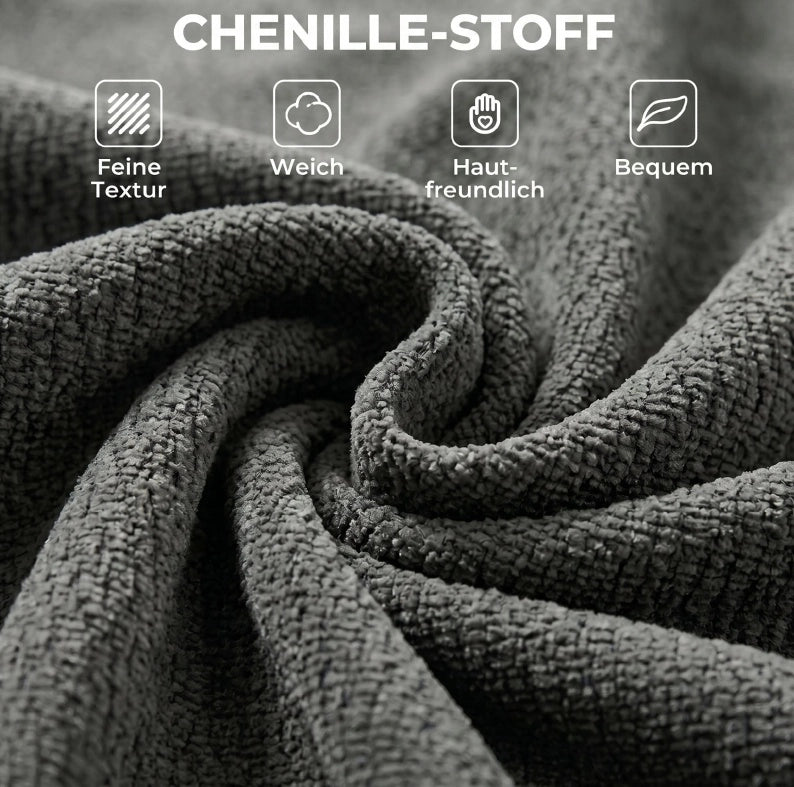 Poltrona Letto Pieghevole 2-in-1 in Chenille Grigia con Cuscino di Supporto Spesso