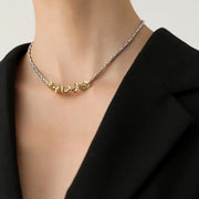 Collana vintage intrecciata in oro e argento, regalo di Natale o compleanno.