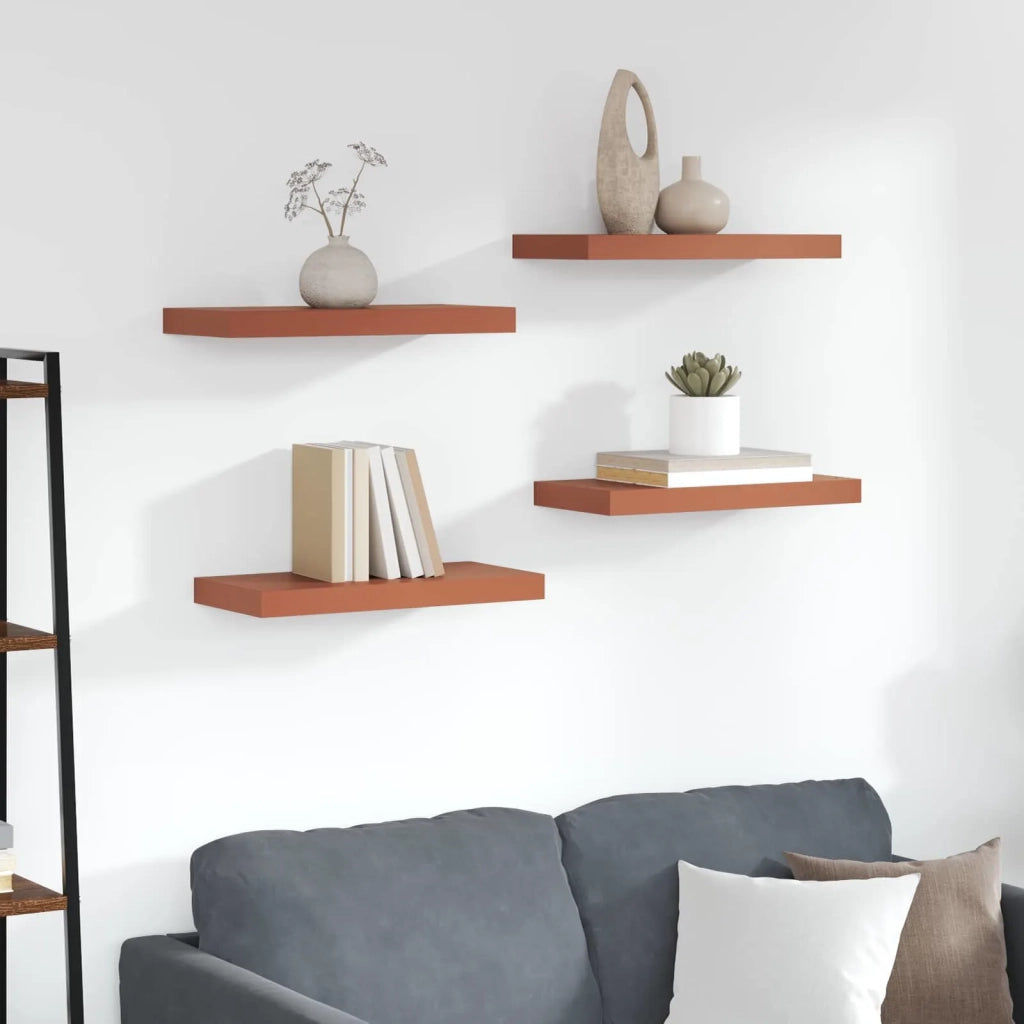 Scaffale da parete 4 pcs Rosso 50 x 23 x 4 cm Legno multistrato 42019925