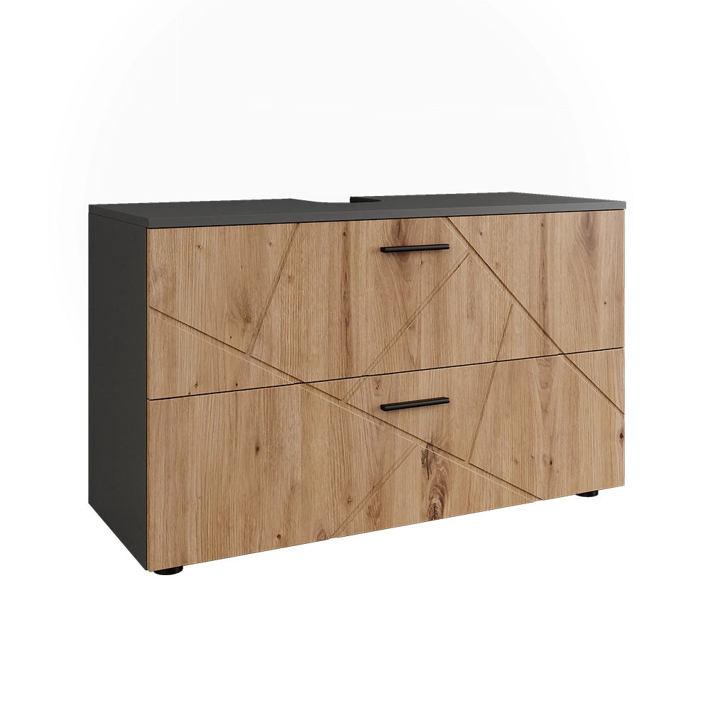 Vicco Mobiletto per lavabo Antracite/quercia dorata 100.1 x 60.6 cm con 2 cassetti
