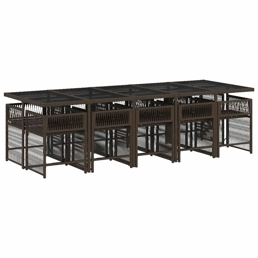 Set da Pranzo da Giardino 11 pz con Cuscini Polyrattan Marrone 3211653