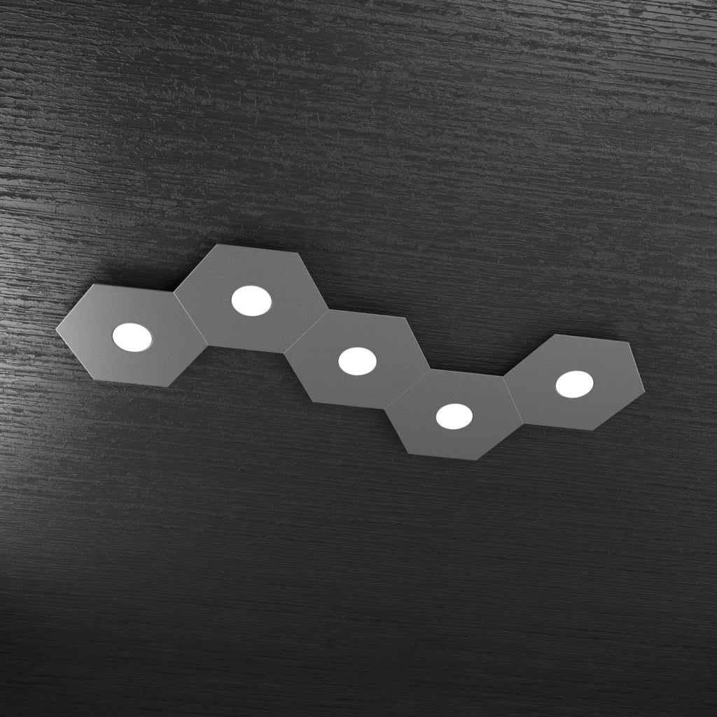 HEXAGON APPLIQUE-PLAFONIERA 5 LUCI GRIGIO ANTRACITE 1142-5L-GA