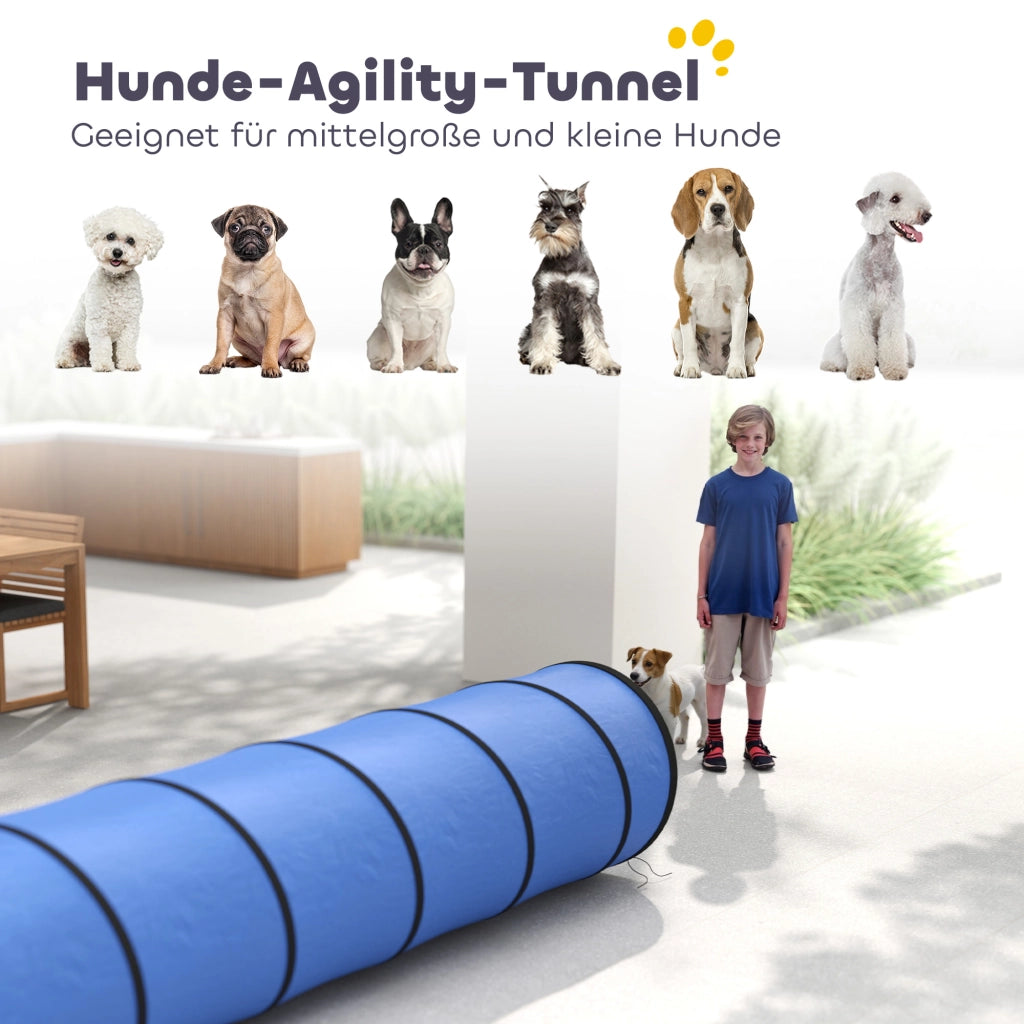 Tunnel per cani Agility 300x50 cm ¨C zephmum ¨C Blu con 4 picchetti e borsa