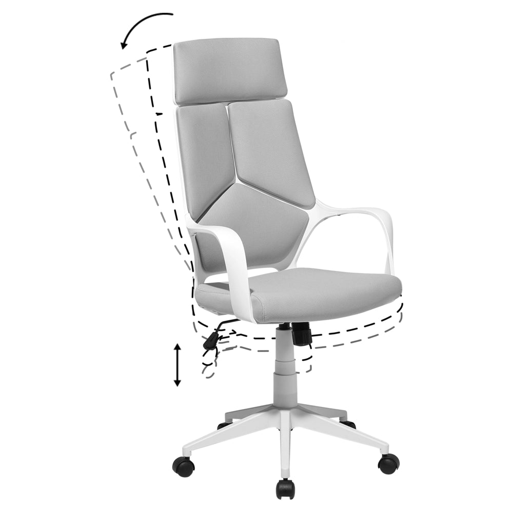Sedia da ufficio in tessuto grigio e bianco girevole per computer da scrivania Seduta regolabile Schienale reclinabile