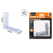 Trade Shop - Set 4 Pz Lastrine Lastrina Ad Angolo Angolare 75x75x30x2mm Con Viti Mobili 57124 -