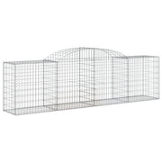 Cesto gabbione recinzione a gabbia muro di contenimento ad arco 300 x 50 x 80/100 cm ferro zincato argento 02_0040067