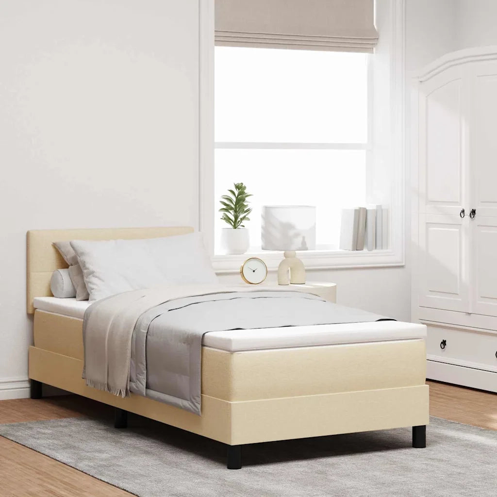 Letto a molle con materasso con led Crema 100 x 200 cm Tessuto 3342189
