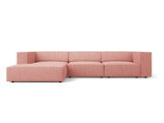 Cosmopolitan Design - Divano angolare sinistro "Arendal" 4 posti in ciniglia rosa 