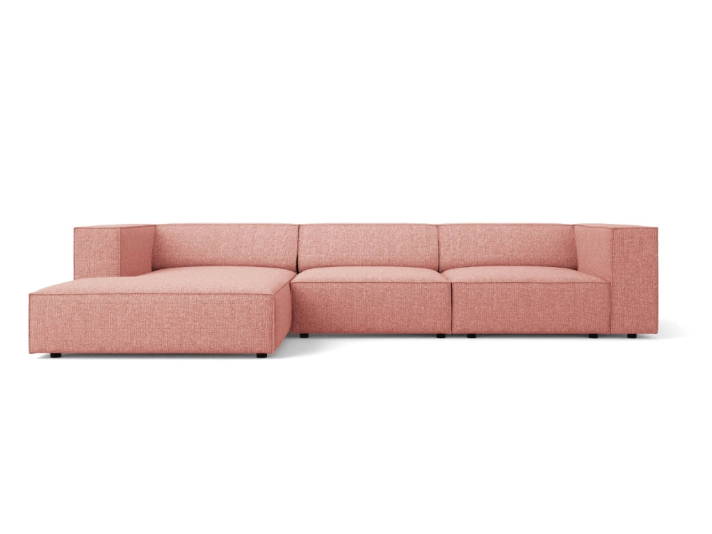 Cosmopolitan Design - Divano angolare sinistro "Arendal" 4 posti in ciniglia rosa 