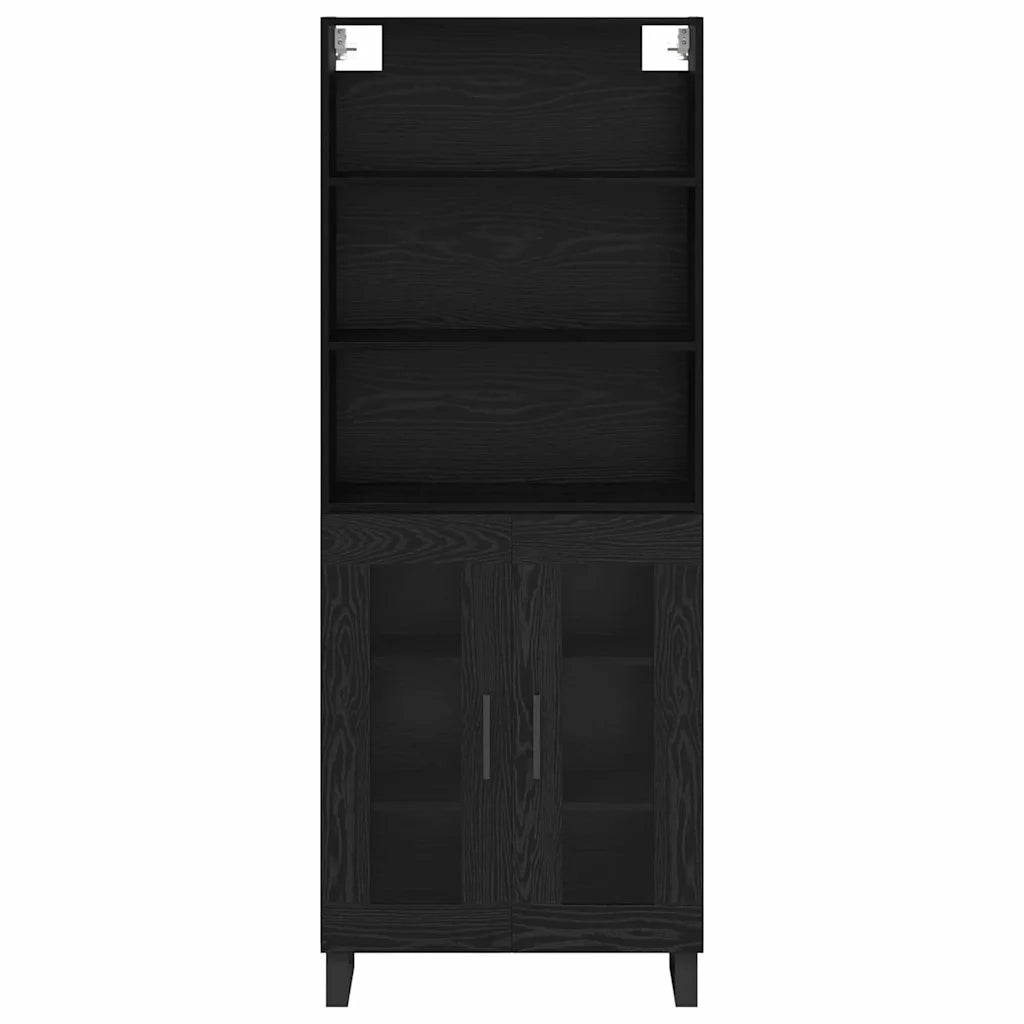 Credenza 2 pz | Madia | Buffet da pranzo | Armadio da pranzo Rovere Nero Legno multistrato
