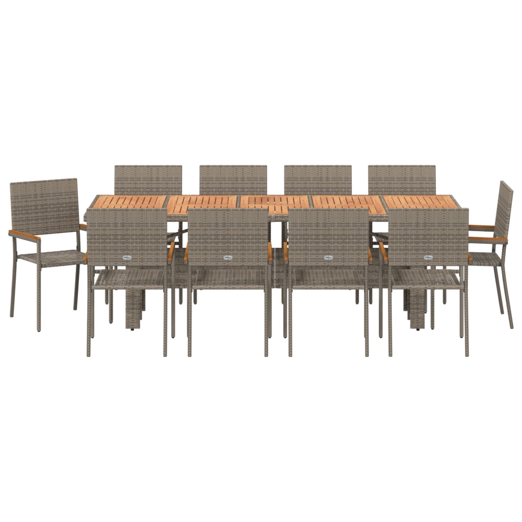 Set da Pranzo da Giardino 11 Pezzi Grigio in Polyrattan