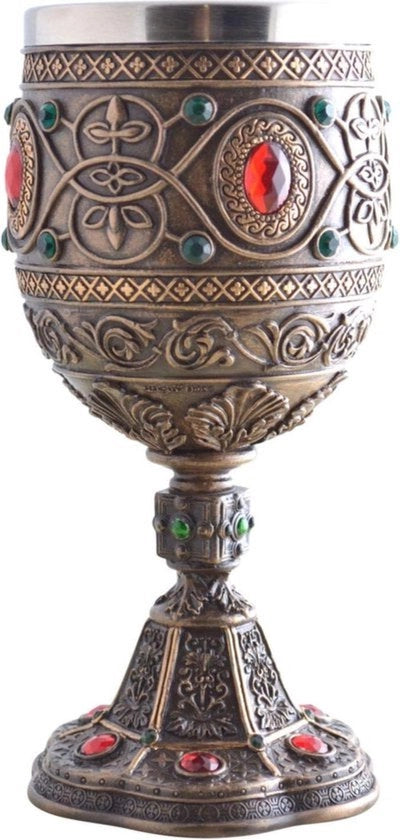 Vasca da Vino con Stile a Cavaliere - Decorativa con Inserto in Metallo - Disegno dell'Uccello Sacro