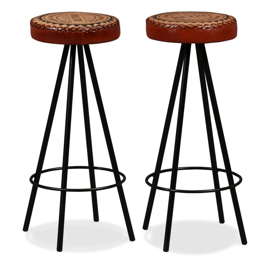 Set da Bar 3 pz Legno Massello di Recupero Vera Pelle e Tessuto 275141