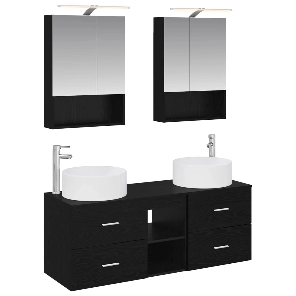 Set di mobili per il bagno 5 pcs Rovere Nero 3407080