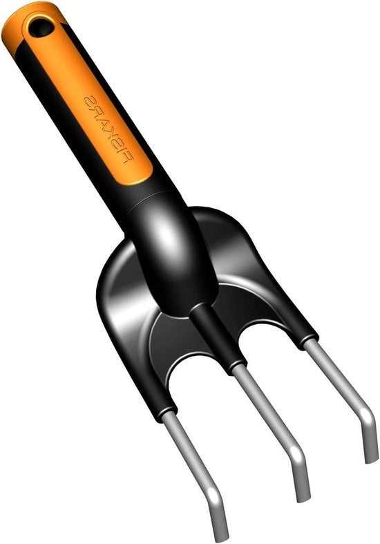 Fermo con 3 denti - lunghezza: 25 cm - acciaio inossidabile - nero/arancione
