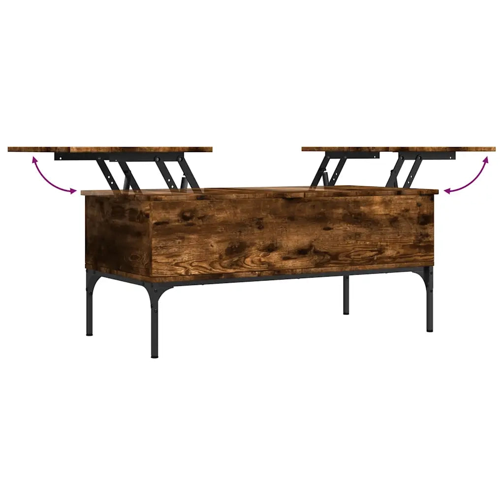 Tavolino da salotto | Tavolino da caff¨¨ | Tavolino da Soggiorno Rovere Fumo 100x50x45cm in Legno Multistrato e Metallo