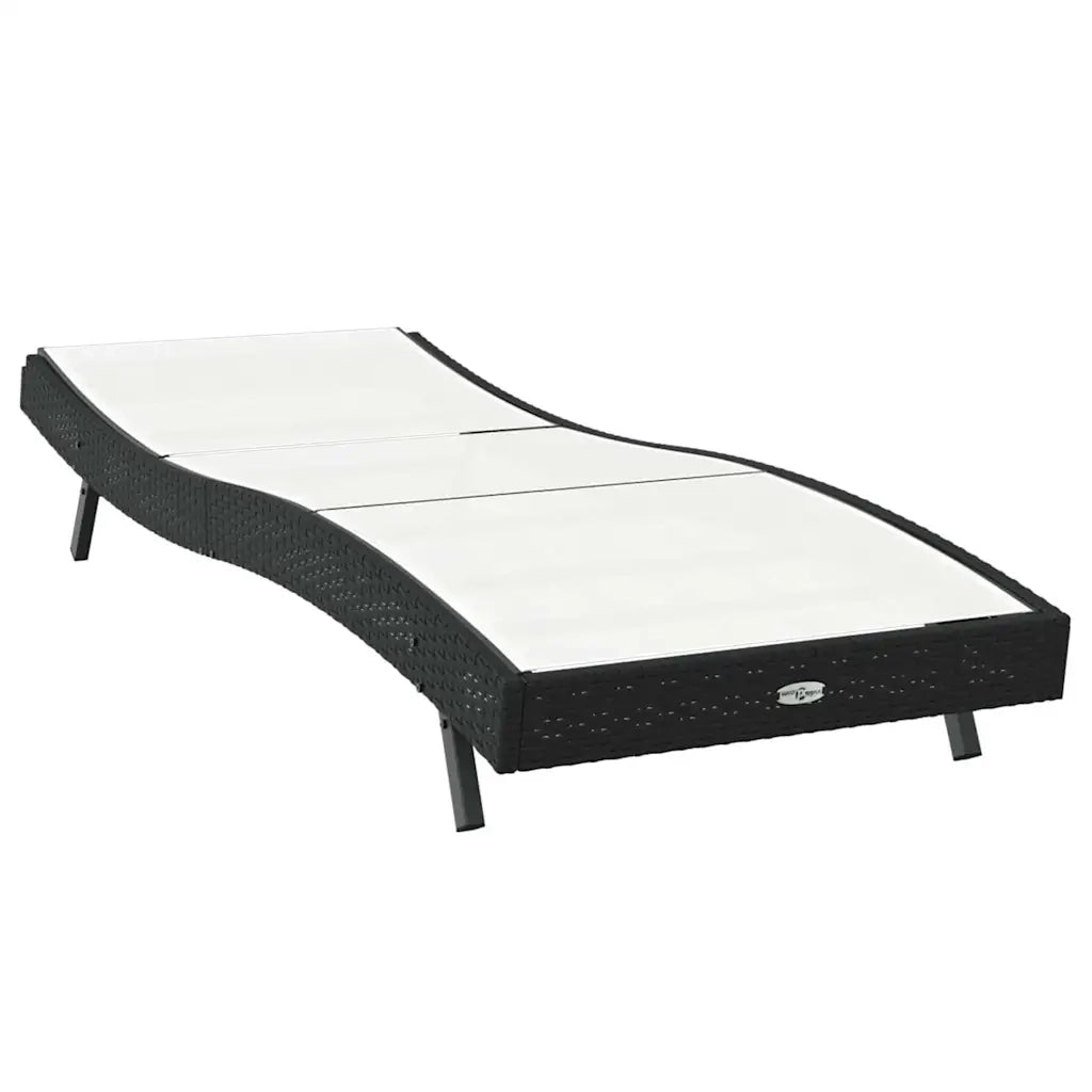 Lettino da Lettino sole | Sdraio da giardino | Lettino da sole Nero e Bianco 197 x 70 x 82 cm polyrattan