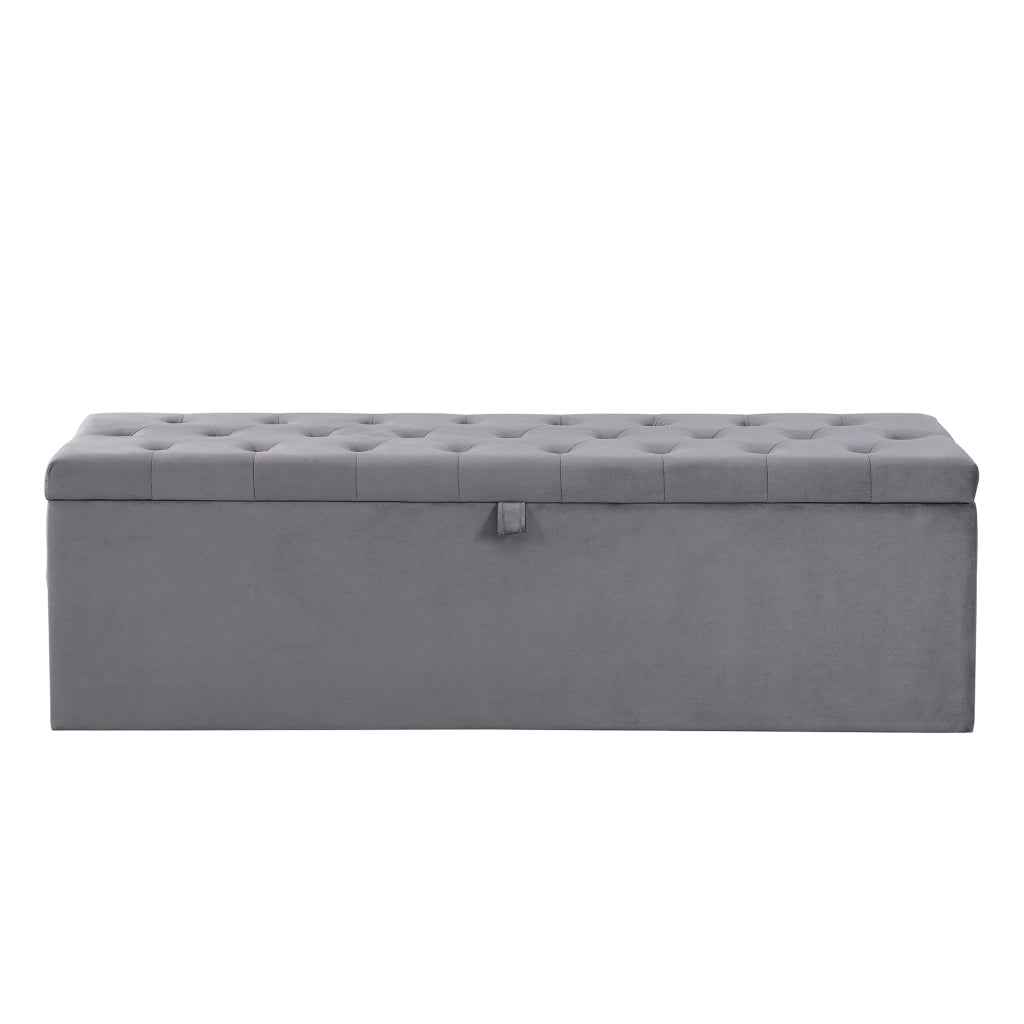 Panca contenitore in velluto grigio 138 x 41 x 42 cm