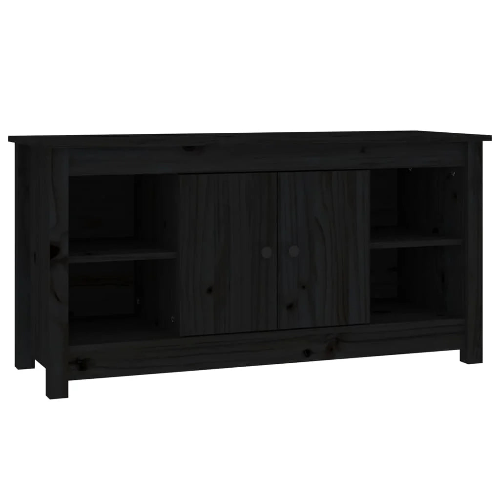 Mobile TV multimediale scaffale TV credenza mobile TV sala da pranzo soggiorno camera da letto 103 x 36,5 x 52 cm legno di pino massiccio nero 02_0025637