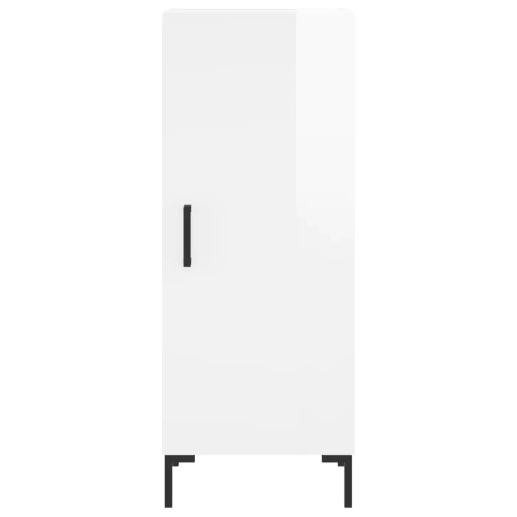 Credenza Bianco Lucido 34,5x34x90 cm in Legno Multistrato