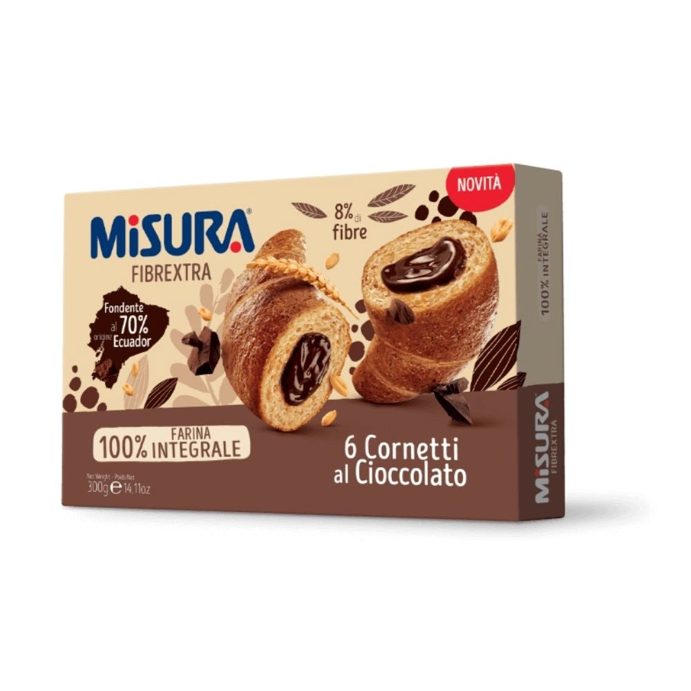 Misura fibrextra cornetti integrali al cioccolato in confezione da 6 cornetti