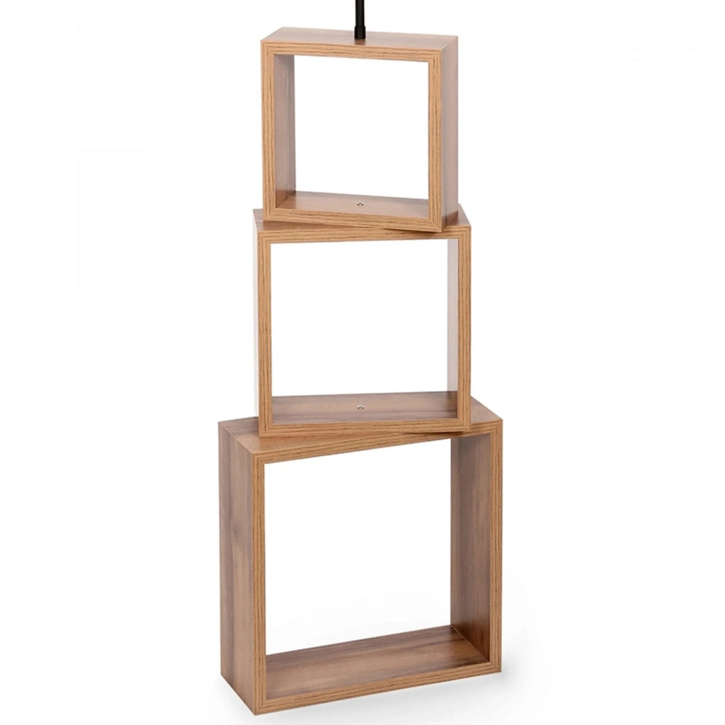 Lampada da terra con ripiano altezza 140 cm attacco E27 effetto legno/nero/crema 03_0007283