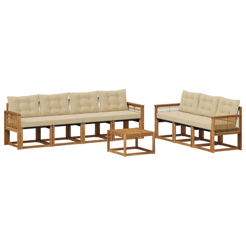 Set di divani da esterno 8 pz Naturale e Beige 3381829
