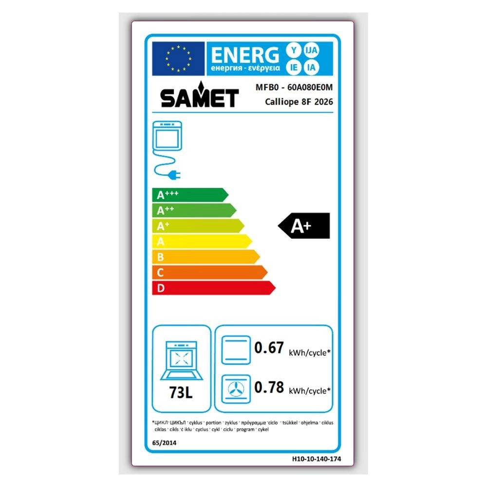 Forno multifunzione Samet Calliope8F 2 manopole colore nero classe A+