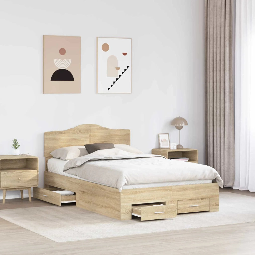Struttura del letto con testiera Rovere Sonoma 120 x 200 cm 3413213