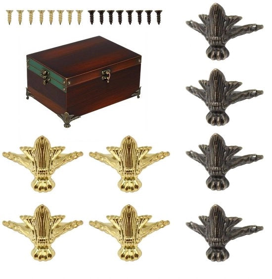 Piedi di mobili antichi - 8 pezzi - Acciaio inox - Protezione decorativa per angoli - Stile retro - Oro/Bronzo - Robusto e stile