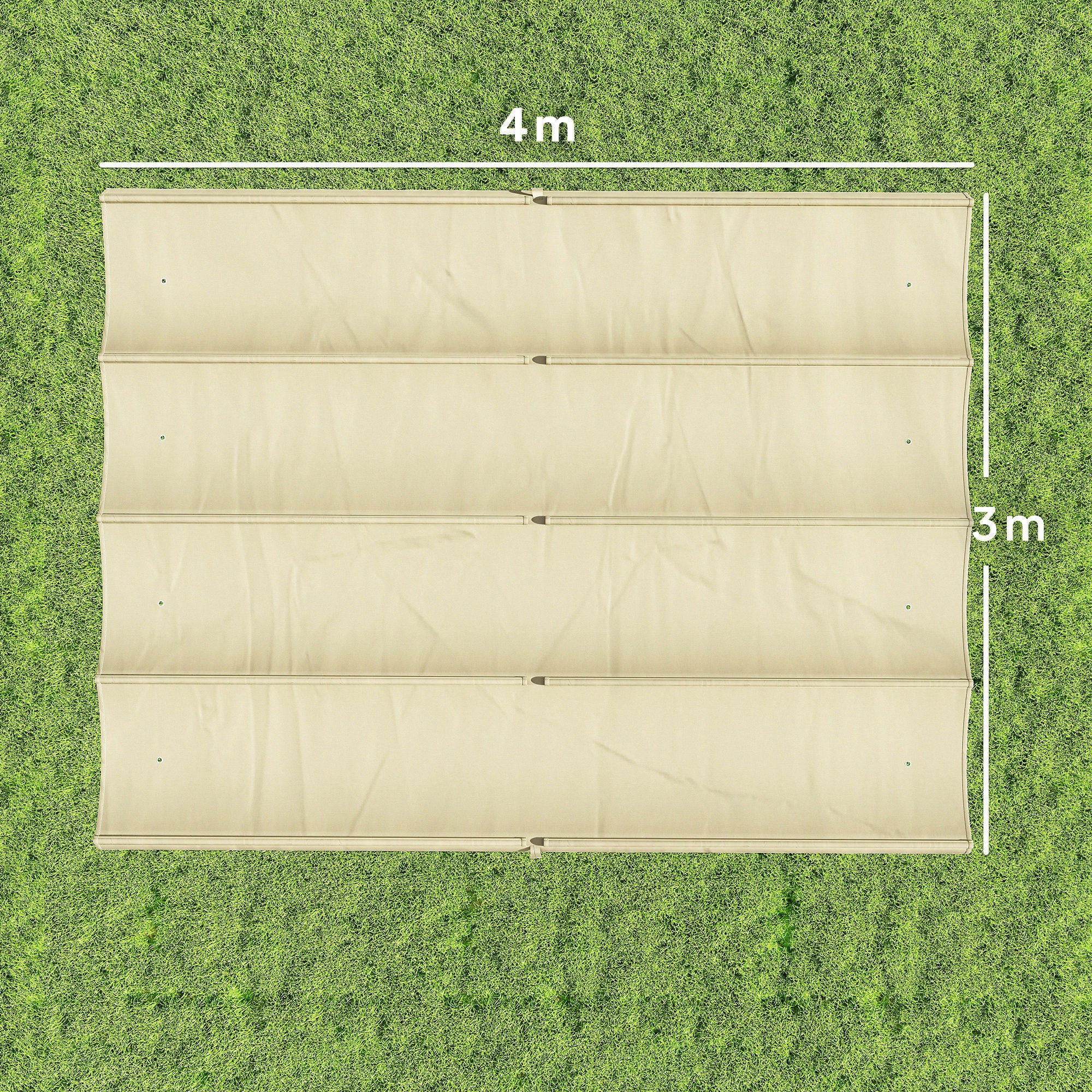 Telo Pergola per Esterni 392x350 cm Anti UV con 8 Fori di Drenaggio in Poliestere Beige