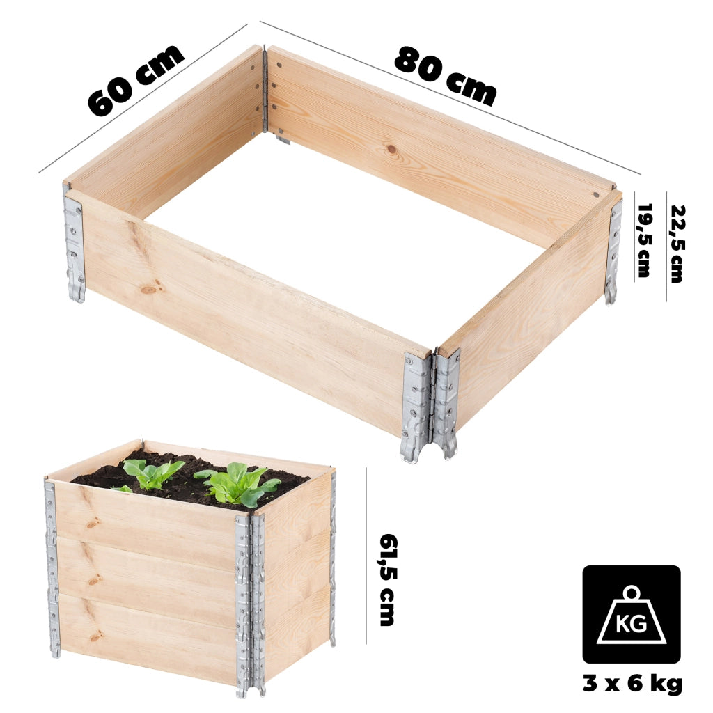 KADAX Prolunghe per pallet in legno 60x80 cm, letto per container, confezione da 3