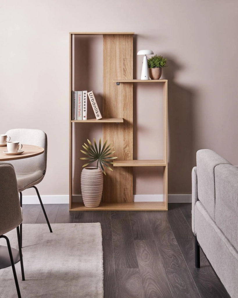 Libreria a 3 ripiani in truciolato Marrone chiaro stile minimalista