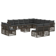 Set Divano da Giardino 14 pcs Grigio polyrattan