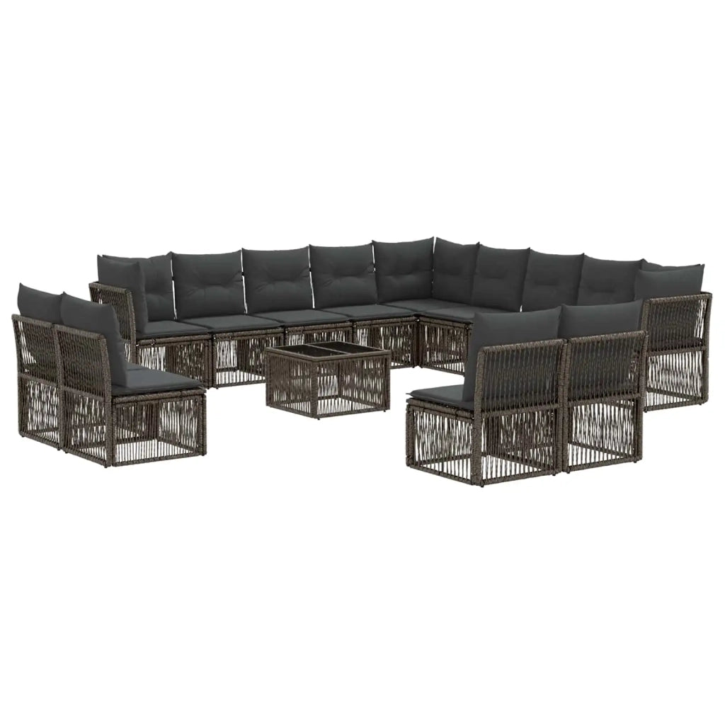 Set Divano da Giardino 14 pcs Grigio polyrattan